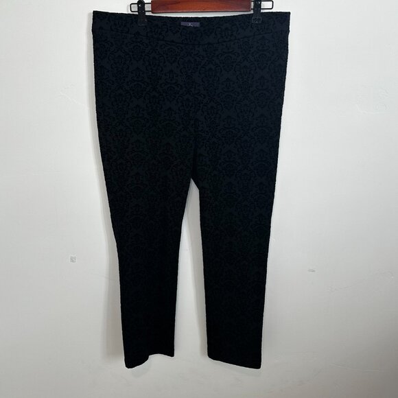 NYDJ Black Velvet Brocade Straight-leg Leggings w/lift-tuck technology size 14 - Picture 11 of 12